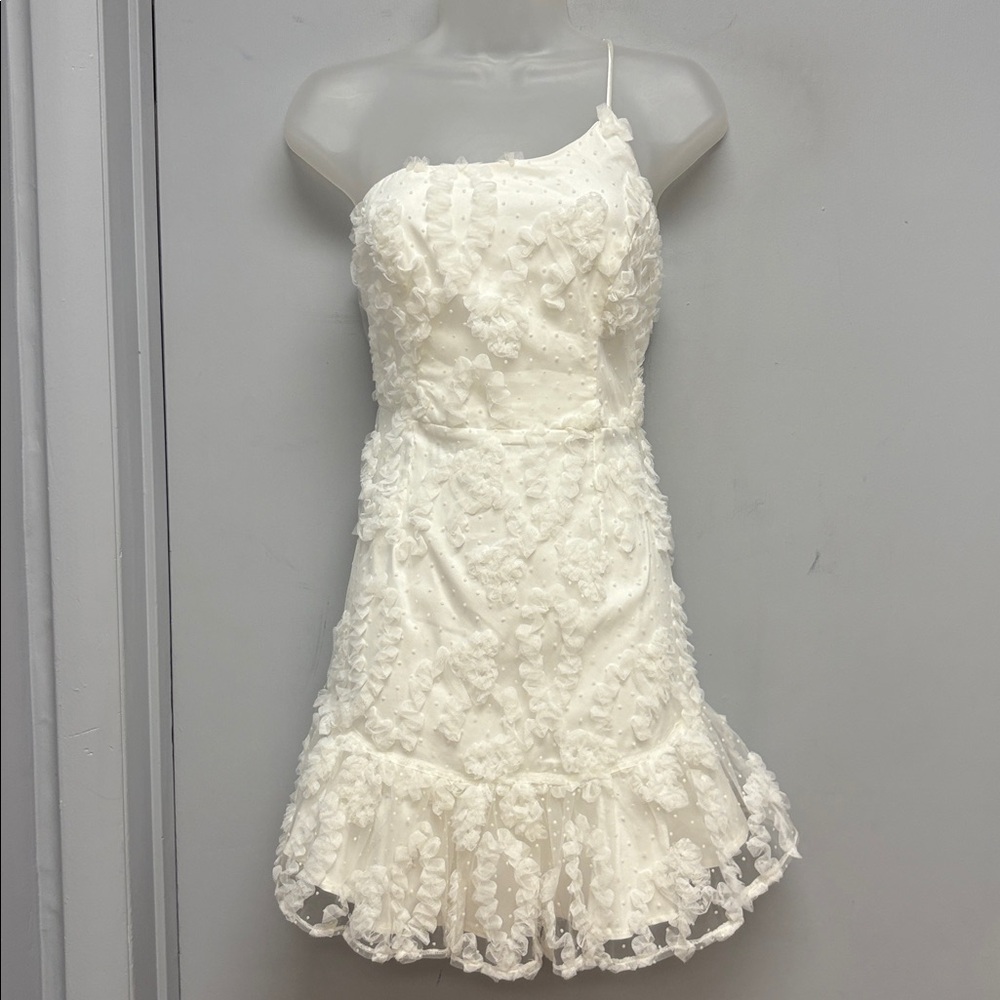 ✨ American Threads White Floral Appliqué One-Shoulder Mini Dress ✨